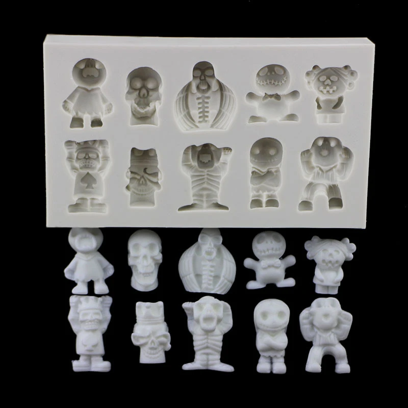 

Funny Halloween Skeleton Silicone Mold Fondant Mould Cake Decorating Tool Chocolate, Gumpastes Mold, Sugarcraft k203