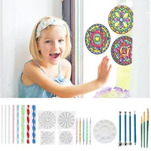 25pcs Mandala Dotting Tools Set Dotting Pens Brush Mandala Stencil Ball Stylus Paint Tray for Painting Rocks Drawing Drafting