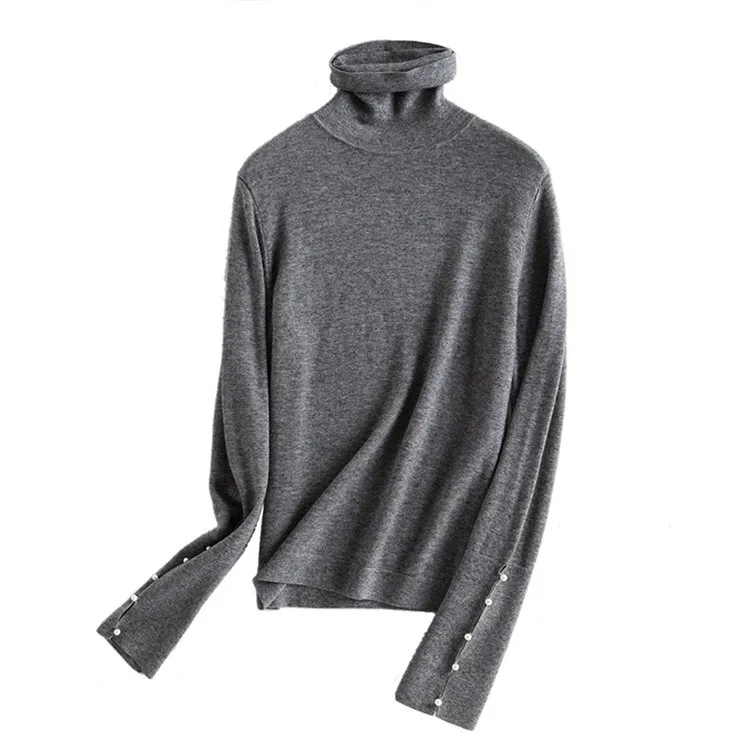 Tricot Col white Mode Couleurs M Manches Black l Mélange grey Chandail Nouvelle En Femmes Polyester Boucle Noir Pull Roulé 4 coffee Laine gwBxpXng