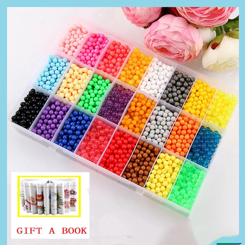 6000pcs 24 colors Refill Beads puzzle Crystal DIY water spray beads set ball games 3D handmade magic toys for children