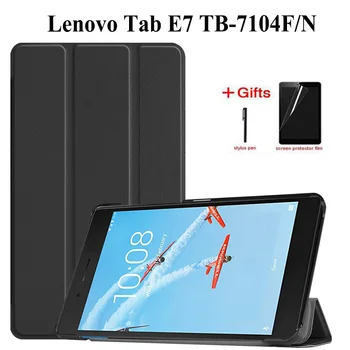 

Slim Protective Case For Lenovo Tab E7 2018 7 inch Tablet Funda Tri-Fold Flip Stand Cover For Lenovo 7104 TB-7104F case+Film+Pen