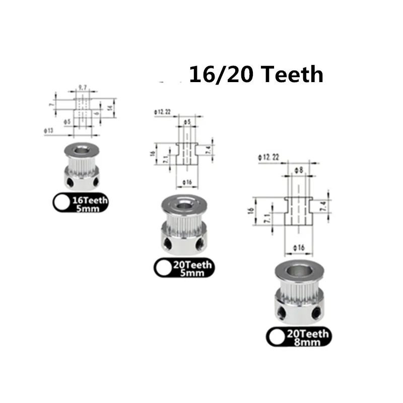 

3D Printer Parts Accessory GT2 20Teeth 20 Teeth Bore 5mm/8mm Timing Alumium Pulley Fit for GT2-6mm Open Timing Belt GT2 Pulley