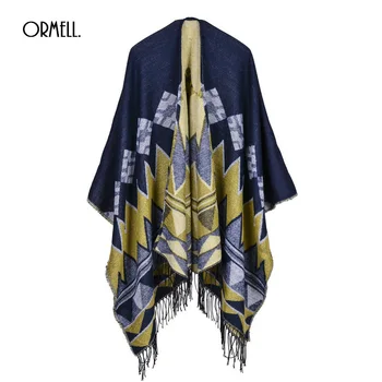 

ORMELL 2017 Autumn And Winter Knitting Sweaters For Women European Fashion Elegant Shawl Female Lady Long Warm Knitted Cardigans