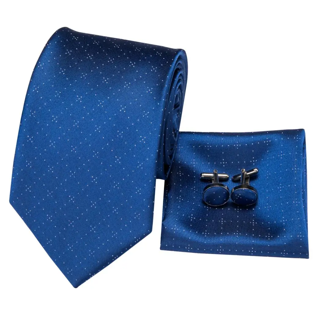SN-3184 Роскошный Королевский синий галстук 8,5 см Шелковый тканый мужской галстук в клетку галстук носовой платок запонки набор вечерние свадебные Классические карманные квадратные Галстуки