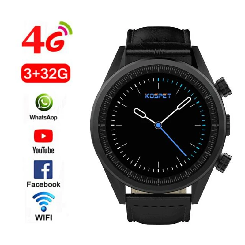 

Kospet Hope Android 7.1.1 3GB+32GB Dual 4G 1.39" AMOLED WIFI/GPS/GLONASS 8.0MP IP67 Waterproof MT6739 Smart Watch Phone LEM8