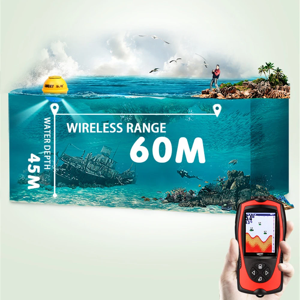 محظوظ FF1108-1CWLA FF1108-1CW قابلة للشحن لاسلكية صياد السمك سونار الروسية اللغة الاستشعار شاشة إل سي دي مضادة للمياه ل الصيد A5