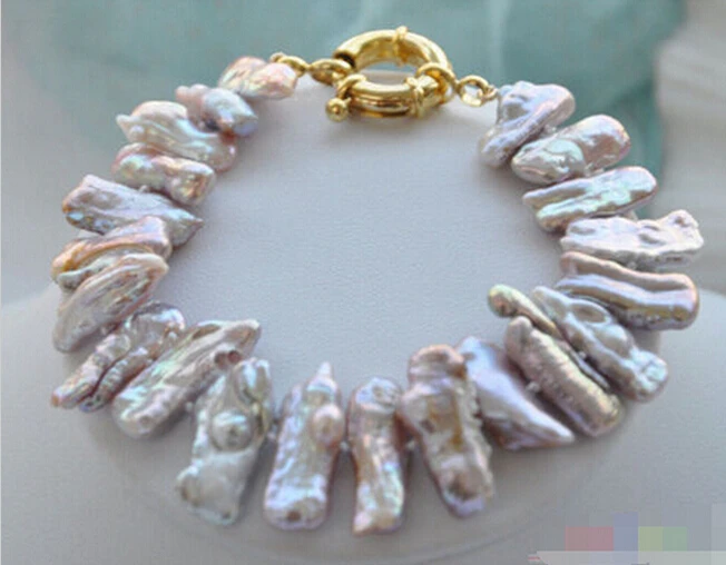 

hot sell 8" 22mm Lavender Dens Biwa Freshwater Pearl Bracelet -Bridal jewelry free shipping
