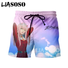 LIASOSO летние новые мужские и женские шорты с 3D принтом аниме Дарлинг в франxx пляжные шорты для фитнеса милые повседневные свободные шорты A103-20