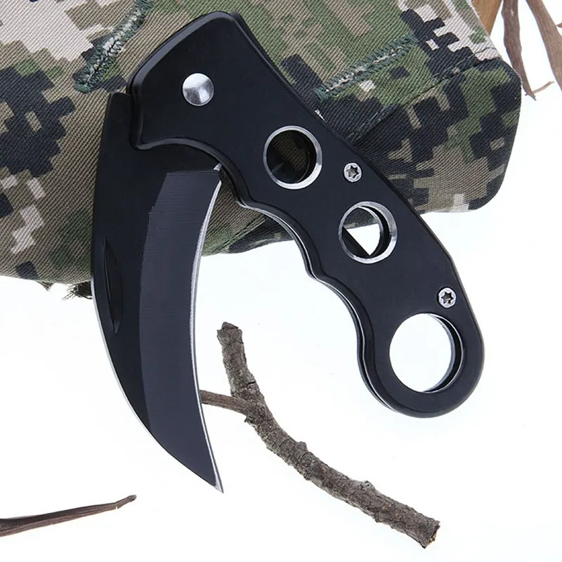 Mini portátil de cuchillo plegable de Camping táctico plegable anillo al aire libre herramientas de caza de acero clave cuchillo de supervivencia