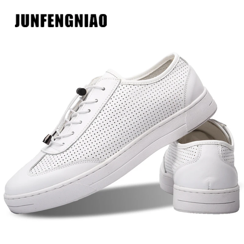 Homens De Sexo black Respirável Up Borracha Casual Lace Vaca Couro Junfengniao Jfn Superstar Genuíno Sapatos Masculino Branco Coreanos a2015 Do White Flats Preto wpXBv8