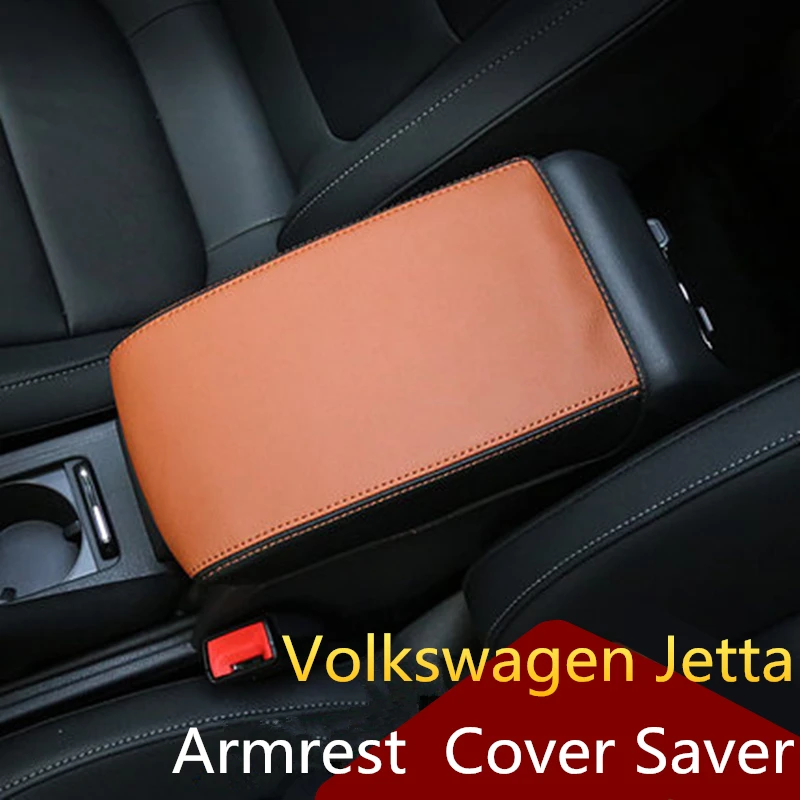 Car Armrest Cover Soft Leather Center Console Box Armrest Seat Protective Cover For VW Volkswagen Jetta MK6 MK7 2013 2014