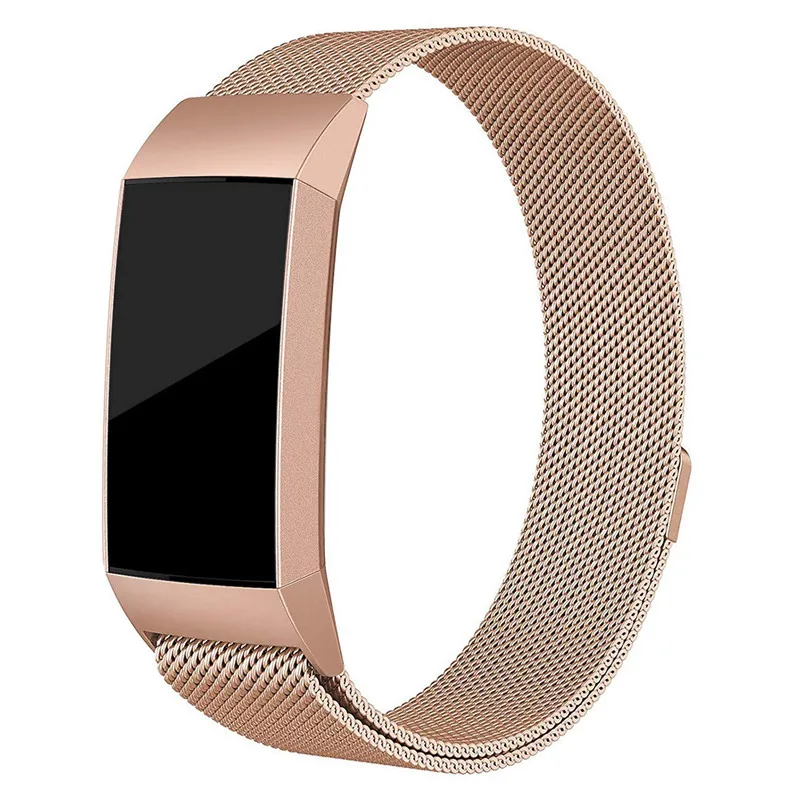 ASHEI Milanese Loop ремешок для Fitbit Charge 3& Charge 3 SE полосы из нержавеющей стали магнитный ремешок с магнитным замком для женщин и мужчин - Цвет ремешка: Rose Gold