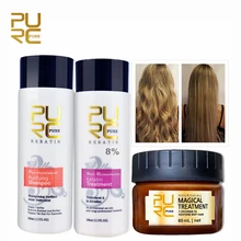 PURC 8% Formalin Straightening and Repair Damage Hair Brazilian Keratin Treatment and 5 Seconds Make Hair Soft Magical Hair Mask