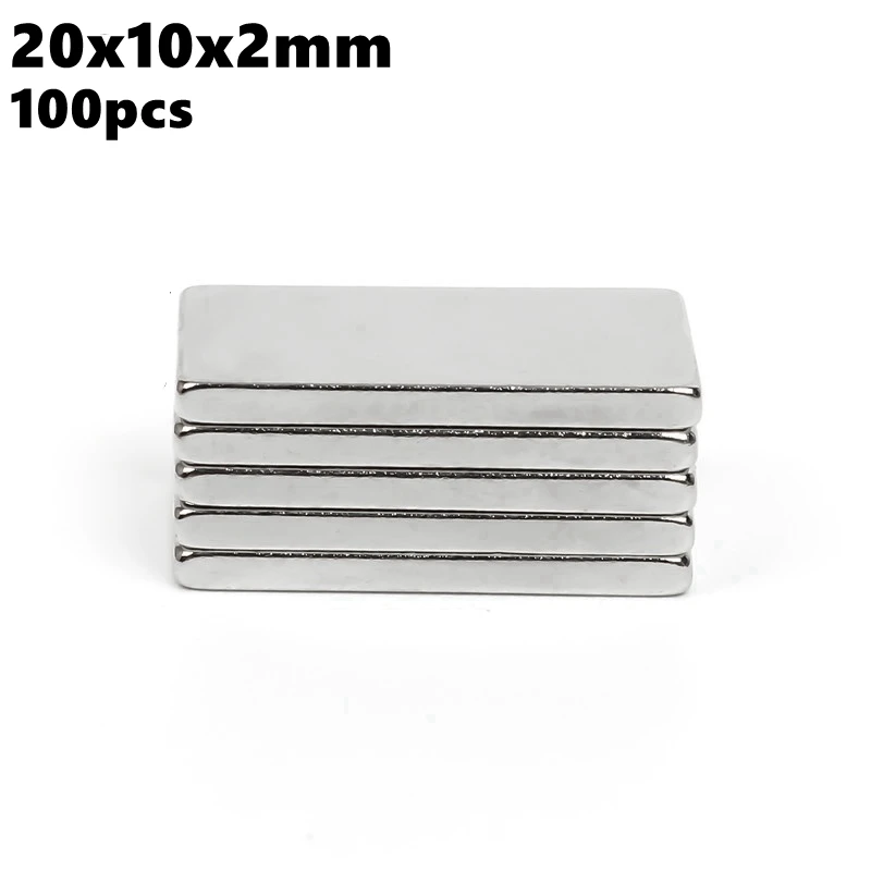 

Strong Block Neodymium Magnets 20x10x2mm N35 Rare Earth NdFeB 100pcs 20x10x2 Super Powerful Magnetic Bar Magnet