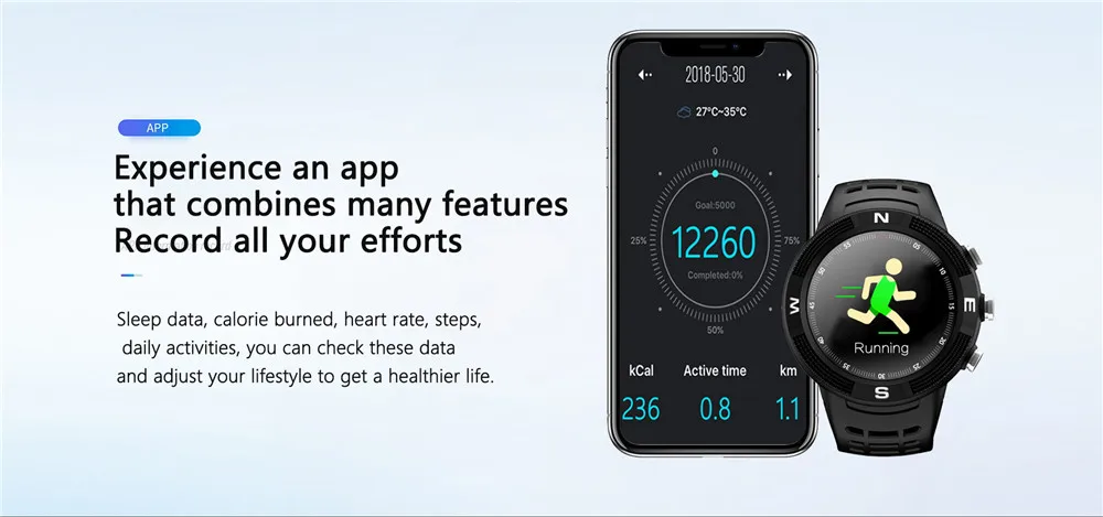 F18 Смарт-часы спортивные BT4.2 IP68 Водонепроницаемый напоминание о звонке шагомер, отслеживание сна gps Смарт-часы для Android IOS