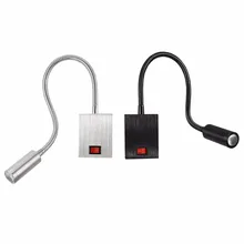 Гибкая труба 1 Вт LED бра светильник изображение лампа настольная Spotlight кнопка включения/выключения черный/серебристый корпус шкафа Спальня