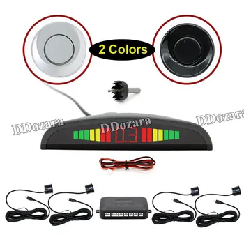 

Car Parking Sensors Parktronics 4 Black/White 22mm Flat Sensors Reverse Backup Radar Sound Buzzer Alarm Adjustable Sound