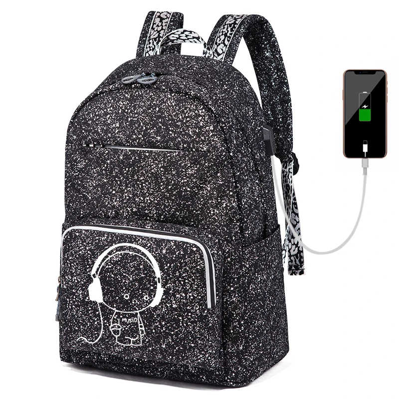 

New Fashion Student School Backpack Travel Anime Luminous USB Charge Laptop Computer Backpack For Teenager Large Capacity Bag