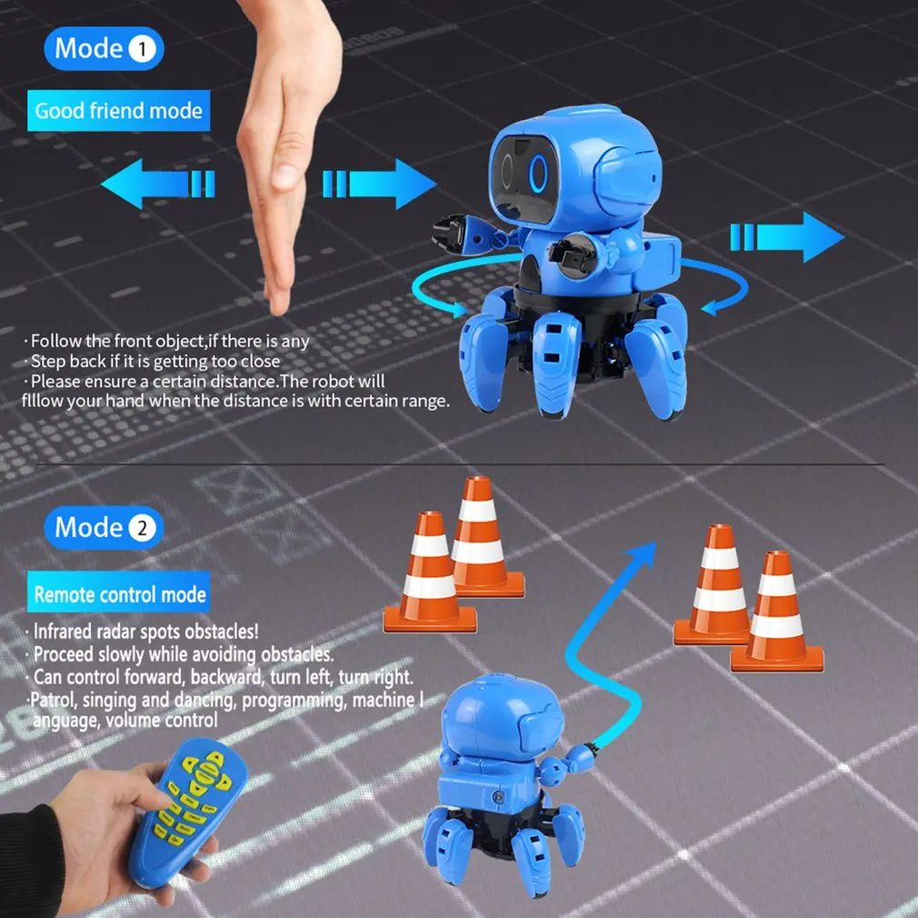 Smart Induction 6-Legged Electric RC Robot DIY Unassembled Kit Gesture Sensor Obstacle Avoidance Kids Remote Control Toys Smart Induction 6-Legged Electric RC Robot DIY Unassembled Kit Gesture Sensor Obstacle Avoidance Kids Remote Control Toys