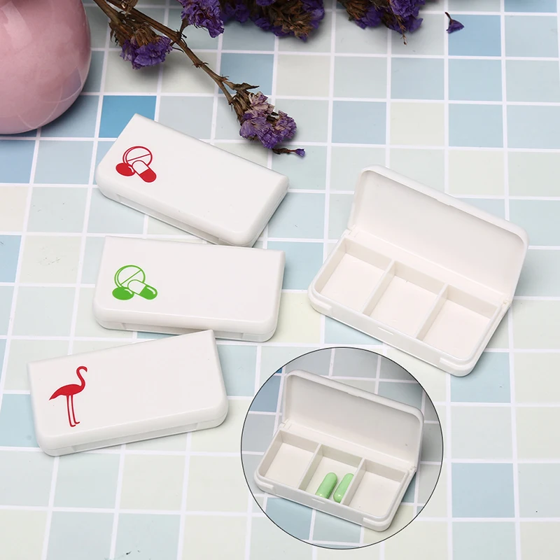 

Mini Cute Medicine 7Day Weekly Storage Pill Case Organizer 3 Grids Container Tablet Sorter Box Health Care Pill Box Color Random