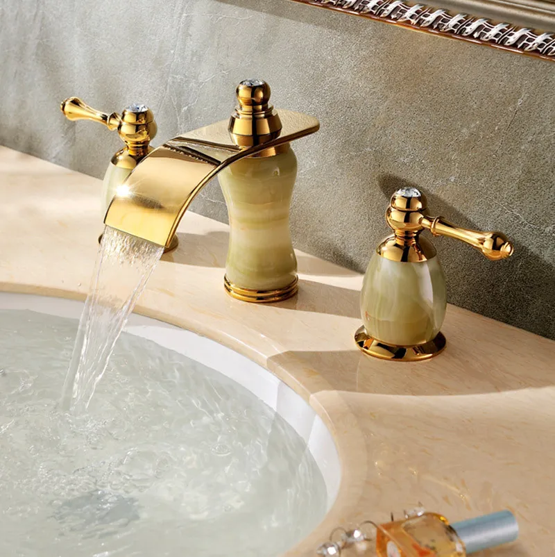bagno rubinetto in ottone antico rubinetto del bacino doppio manico tre fori lavello miscelatore d