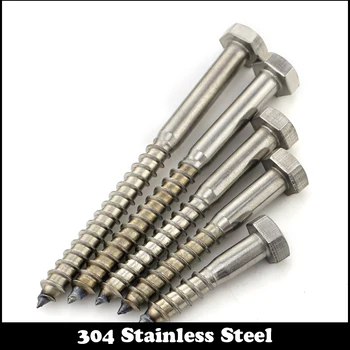 

M8 M8*90 M8x90 M8*100 M8x100 M8*120 M8x120 DIN571 304 Stainless Steel Hexagon Hex Half Thread Bolt Wood Self Tapping Coach Screw