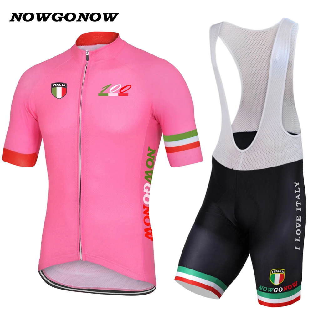 

2017 Men cycling jersey set Italia team clothing bike wear leader 100th road mountain maillot NOWGONOW gel pad bib shorts