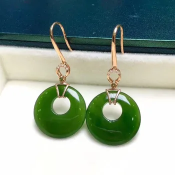 

8k gold inlay and Tian Bi Yu Ping buckle earrings