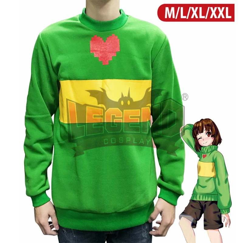 Костюм в стиле игры Undertale зеленый Карнавальный костюм для взрослых толстовка с