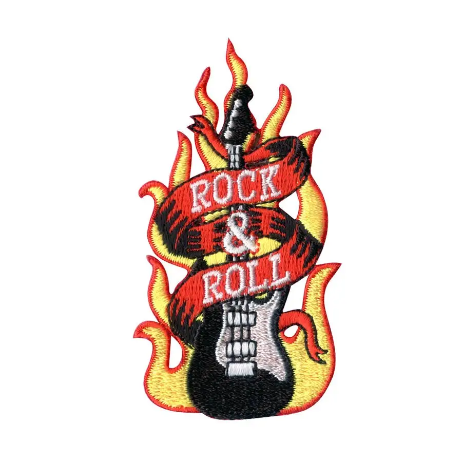 

Custom Embroidered woven patch IRON-ON ROCK ROLL MUSIC APPLIQUE club factory direct can be customized with your logo design