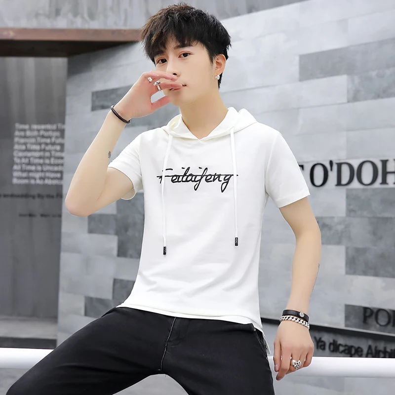 

Alharbi 2019 Summer Hoodie Tshirt Mens Cothing Camisetas Hombre Solid Short Sleeve