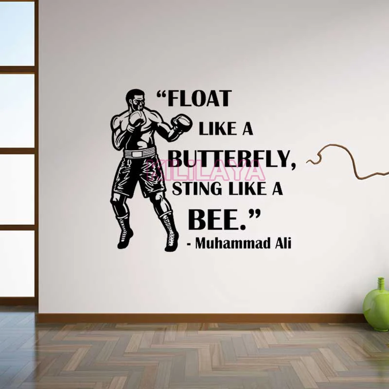 Stickers Muraux Flotter Comme Un Papillon Pique Comme Abeille Muhammad Ali Citation De Mur De Vinyle Autocollant Decor A La Maison Salon Salle De Gym Decoration Aliexpress