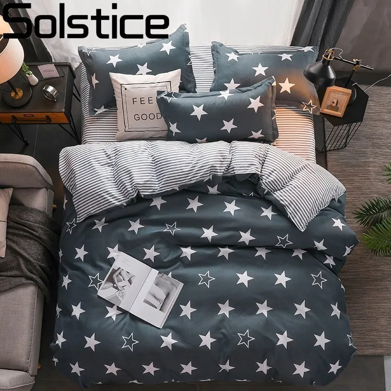 

Solstice Bedding Set Luxury Pentagram Superfine Fiber Bedclothes Duvet Cover PillowCase Bed Flat Sheet Bedlinings Kit Queen King