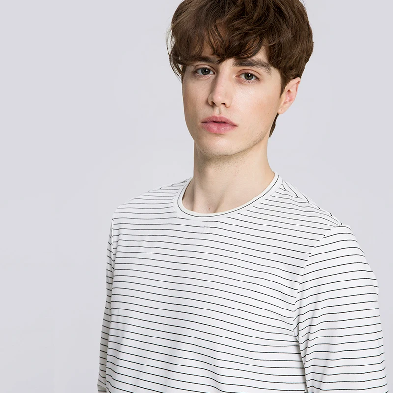 Markless Mens Autumn Long Sleeve Tee Stripe O-Neck T Shirt Casual Basic T-shirt Fashion Men Brand TXA7622M