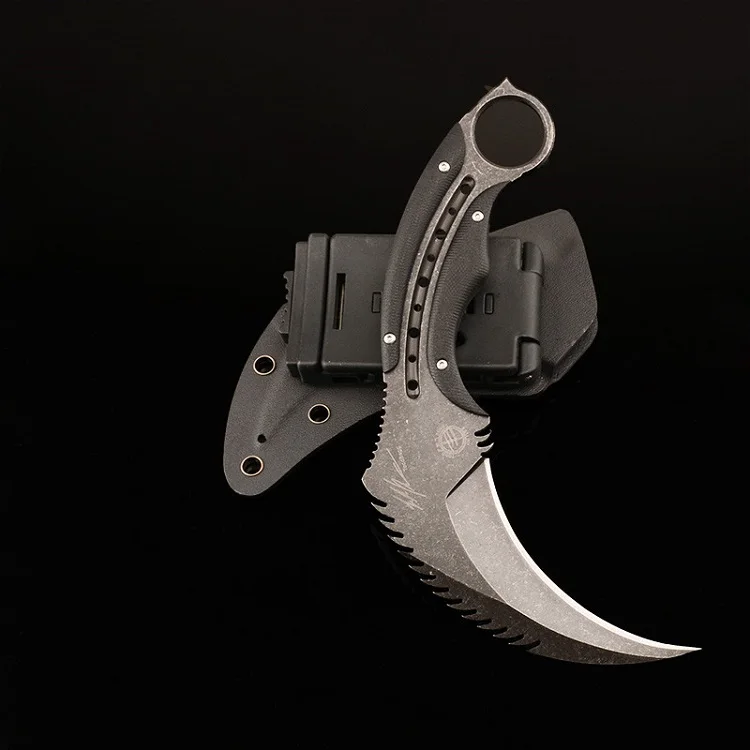 HS инструменты Военный нож Karambit с фиксированным лезвием, тактический нож для выживания с ножом Kydex для охоты на открытом воздухе, кемпинга - Цвет: Granite