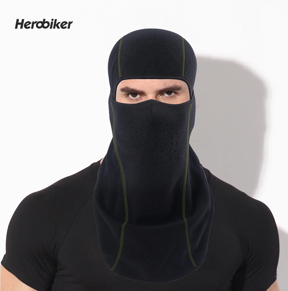 HEROBIKER черная мотоциклетная маска для лица осень зима термальная Флисовая Балаклава мотоциклетная маска мото ветрозащитная велосипедная маска для катания на лыжах