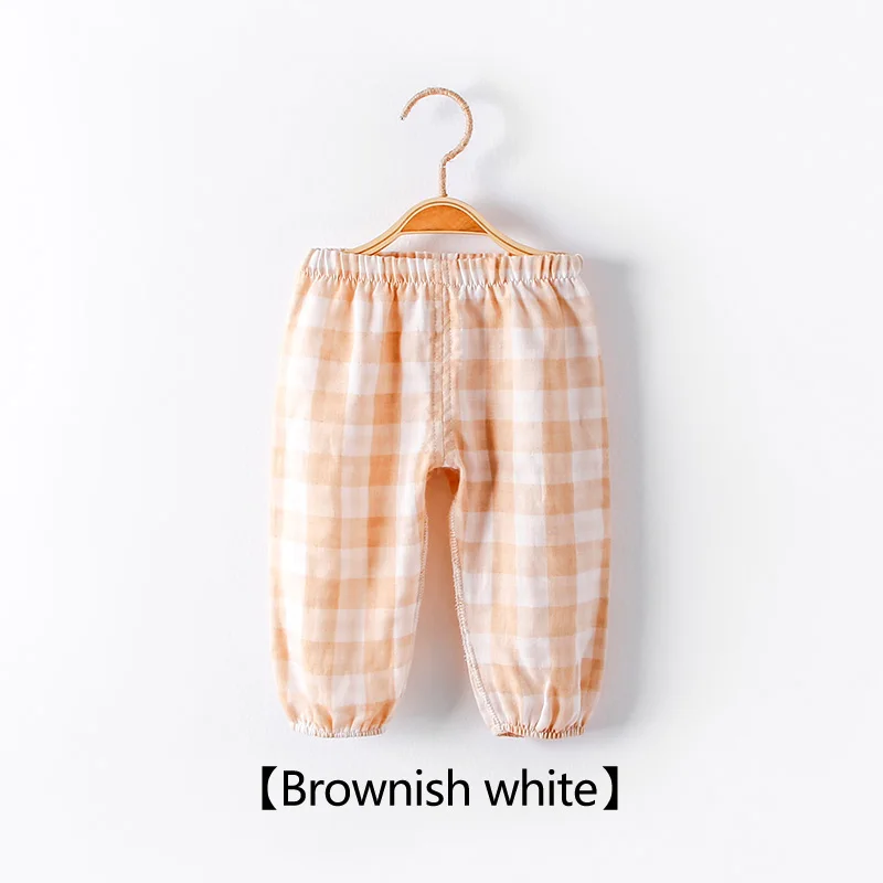 RuanMM органический хлопок детская противомоскитная сетка брюки детские штаны тонкая дышащая Марля может открыть промежность - Цвет: Brownish white