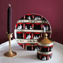 Европейский ретро опера Стиль " Тарелка канделябр, держатель для свечей банка для хранения керамическое украшение дома ювелирный ящик для хранения