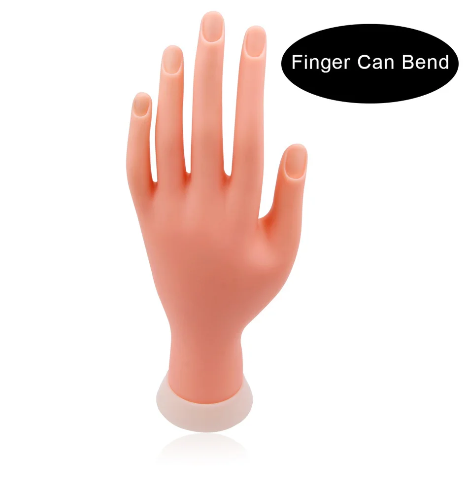 Nail Practice Hand Model Flexible Movable Silicone Prosthetic Soft Fake Hands for Nail Art Training Display Model Manicure Tool