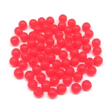 Minfishing 200 Pcs Soft Red Fishing Beads Olive/Round Fishing Float Stopper Luminous Beads at Night Fishing Float Accessories