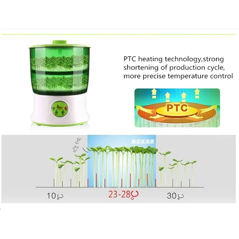 110 V 220 V Бытовая электрическая машинка для проращивания бобов интеллектуальная машинка для проращивания бобов 2 слоя автоматическая машина