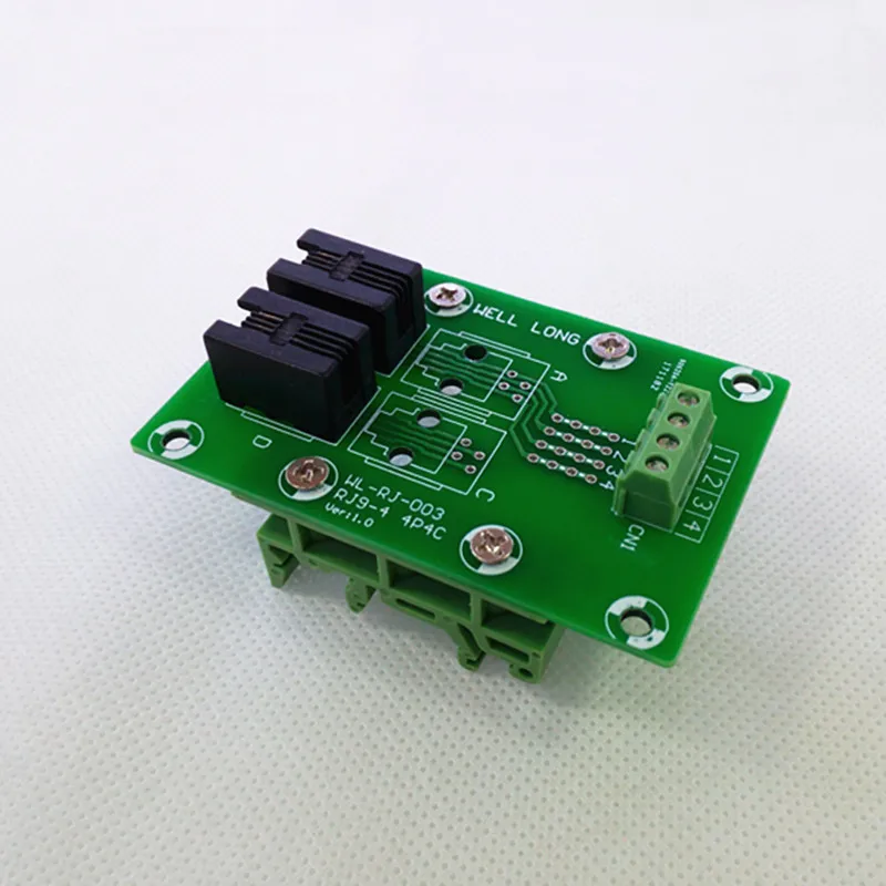 

RJ9 4P4C Right Angle Jack 2-Way Buss Breakout Board, Terminal Block, Connector.