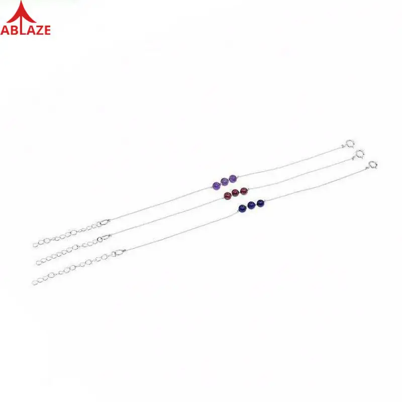 Healing Crystal Natural Amethyst Charm Bracelets 925 Silver Garnet Lapis Lazuli Fine Jewelry Women #o027b | Украшения и