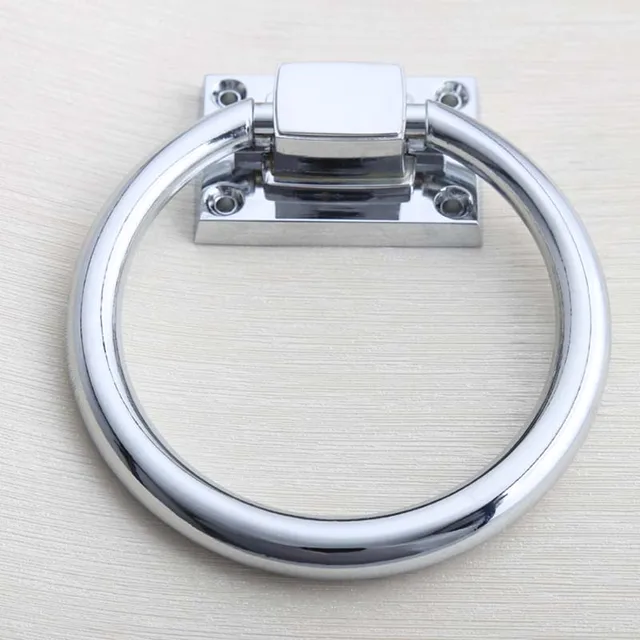 shiny silver wooden chair pull knob chrome drop rings handle Bright chrome sofas pull handle