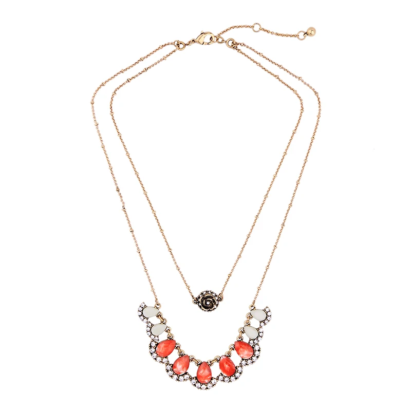 

Convertible Vintage Layered Necklace Pendant Fashion Indian Jewelry Women Crystal Flower Waterdrop Collar Necklace