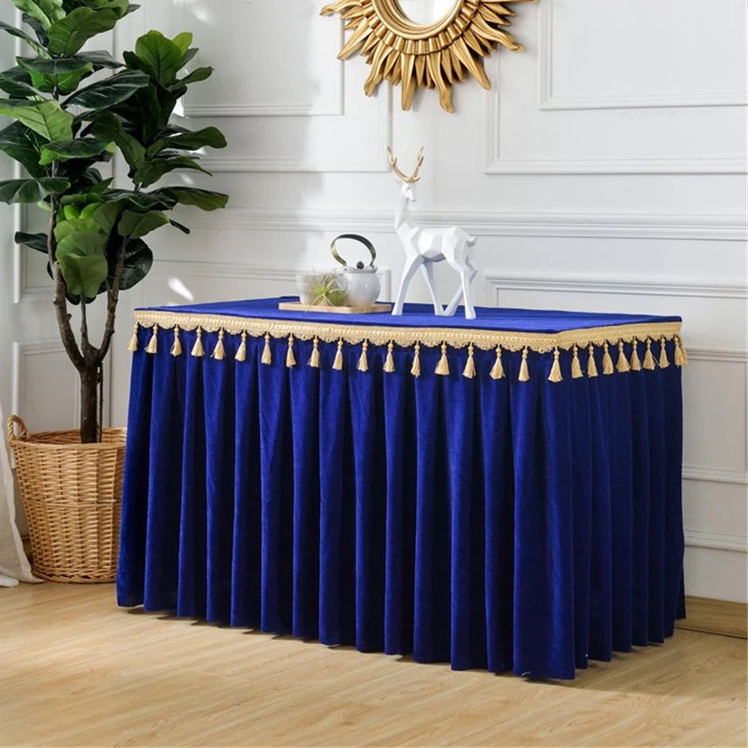 Luxury Velvet Table Skirting Hotel Flannel Table Skirt For Table
