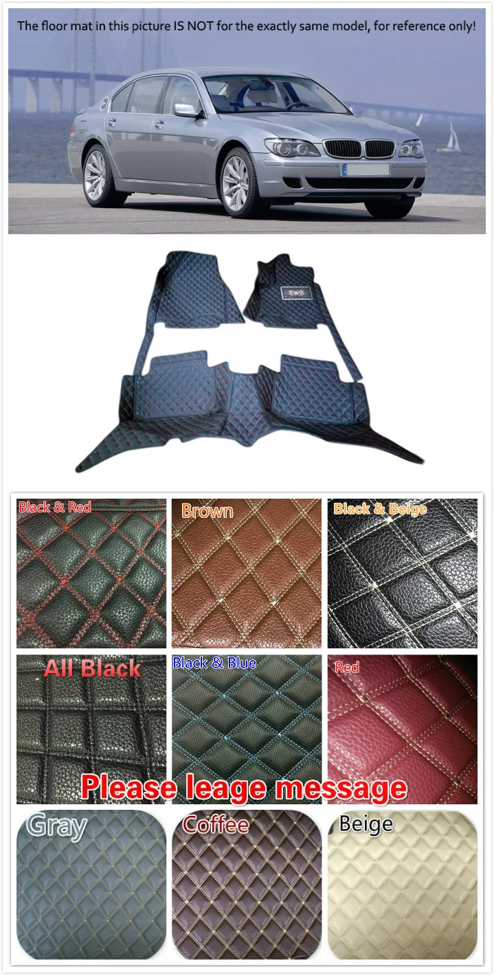 

Customs 5 Seats 1 Set Car Floor mat Leather Waterproof Front & Rear Floor Mats Carpets Pads for BMW 7 Series 2005 2006 2007 2008