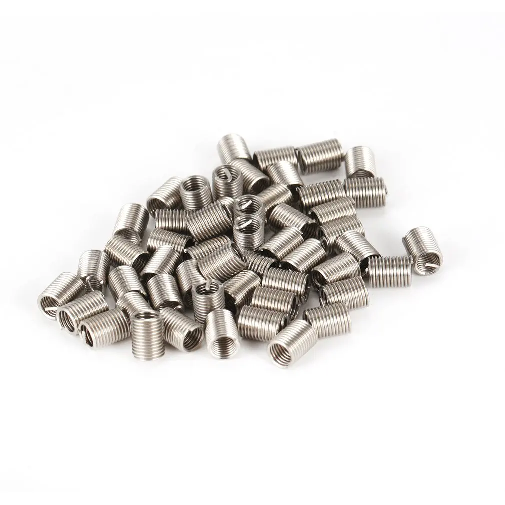 

50PCS Threaded Inserts M6 1.0 2.5D Stainless Steel Wire Helicoil Fasteners Hardware Repair Tools Screw Sleeve Set