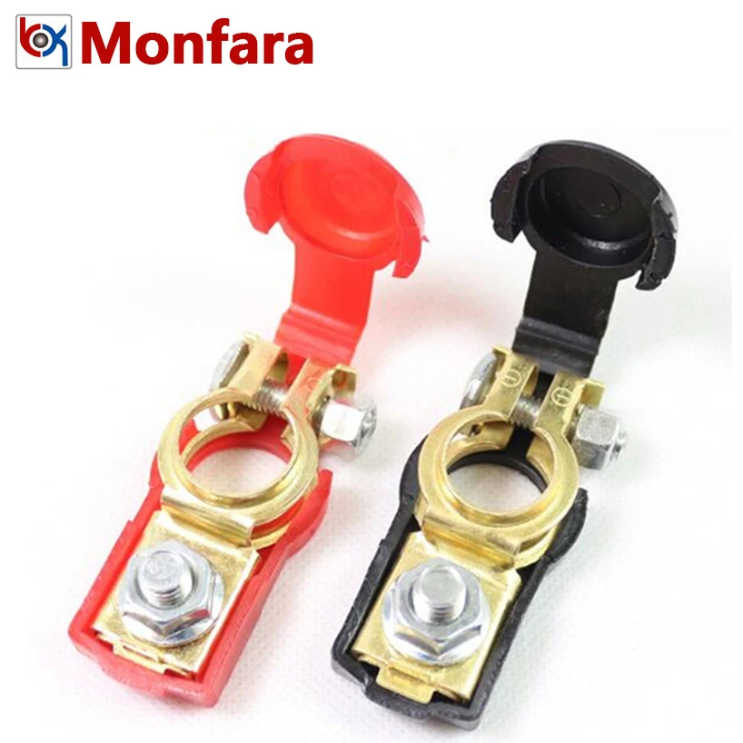 1 Pair Copper Car Battery Terminal Cap Cover Positive Nagative Clamp
