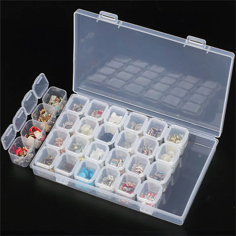 

Modern Plastic Removable 28 Grids Transparent Tablet Medicine Box Organizer Storage Box Jewelry Storage Organizer Box